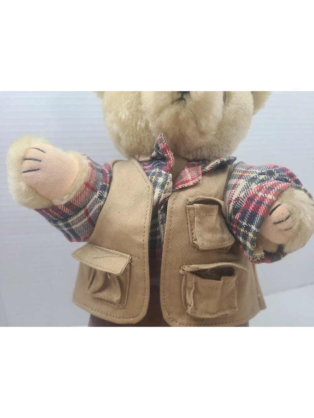 Tender Heart Treasures Plush Fisherman Teddy Bear Vintage 1992 w/ Stand